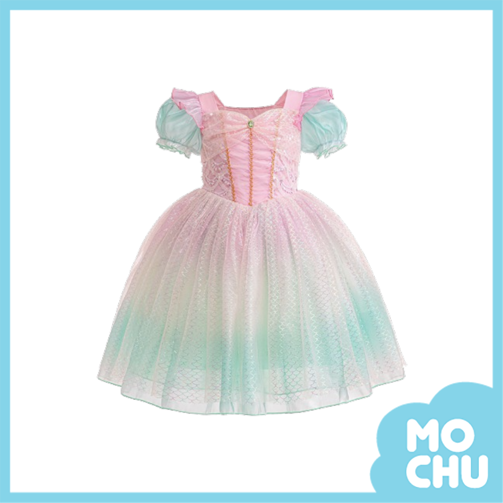 粉綠漸層公主袖澎澎裙