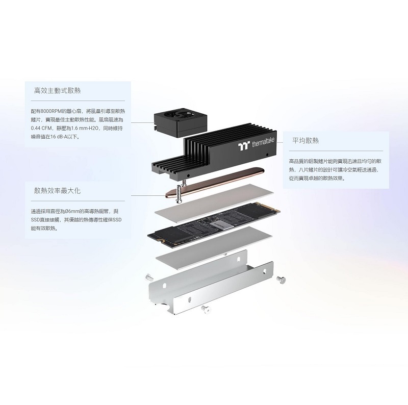 米特3C數位–Thermaltake 曜越 M.2 2280 SSD 散熱裝置/CL-O043-AL02BL-A