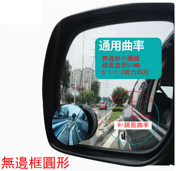 Popular car rearview mirror/auxiliary small round mirror [match set] frameless + 360 degree adjustment + blue soft glass