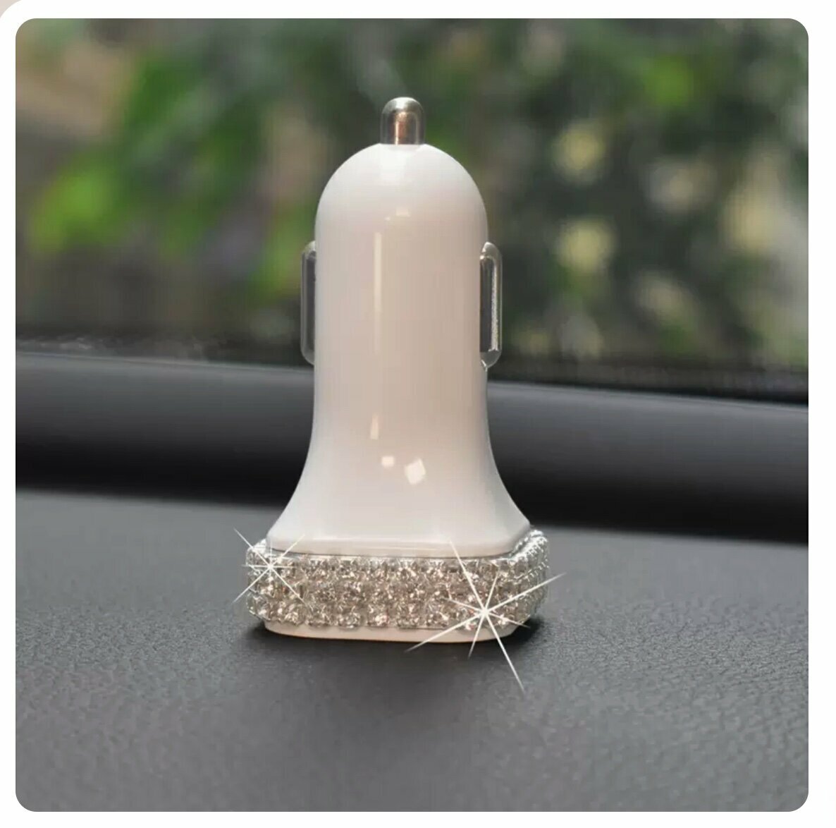 Hot selling fashionable car charger with diamonds (white diamond)
