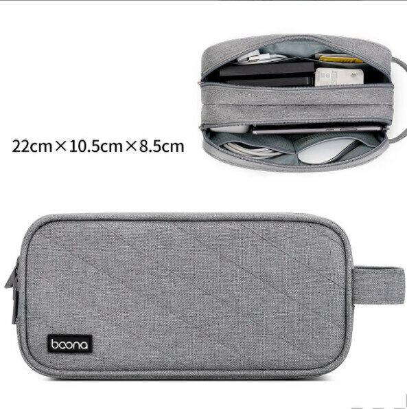 Laptop Power Cord Storage Bag Charger Multi-function Mouse Headset Data Cable Digital Storage Bag (Gray)