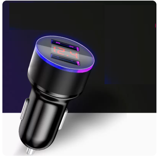 Hot Selling High Power Digital Display Car Charger Mobile Phone Flash Charging (Cool Black)
