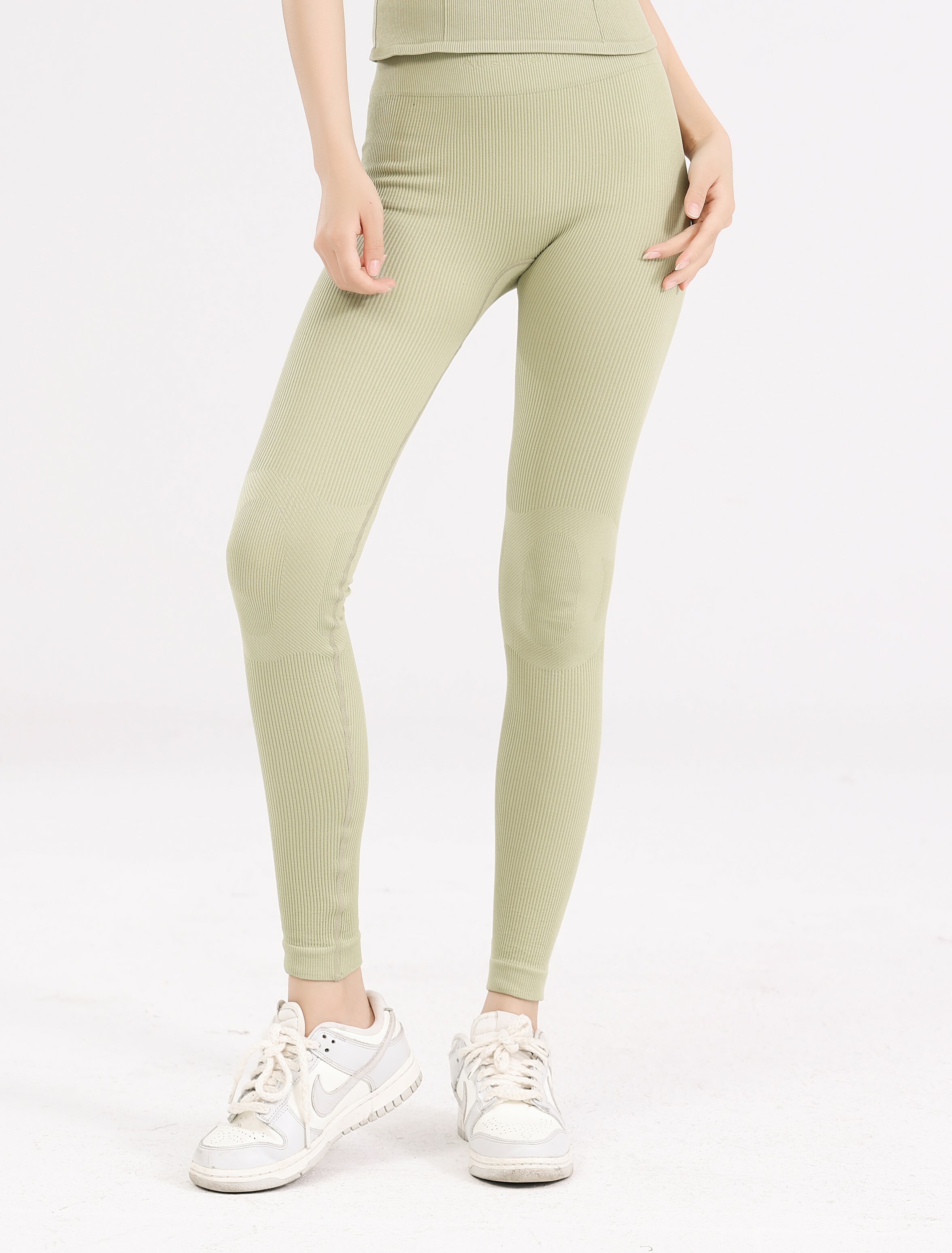 中碼 - 運動緊身褲/瑜伽褲/運動褲 跑步鍛煉健身長褲 (女裝 / 綠色