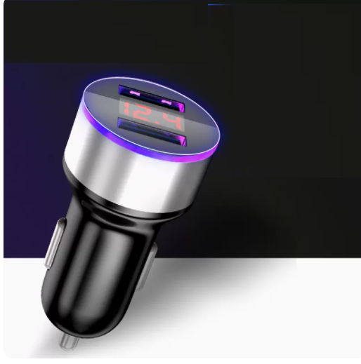 Hot Selling High Power Digital Display Car Charger Mobile Phone Flash Charging (Snowflake Silver)