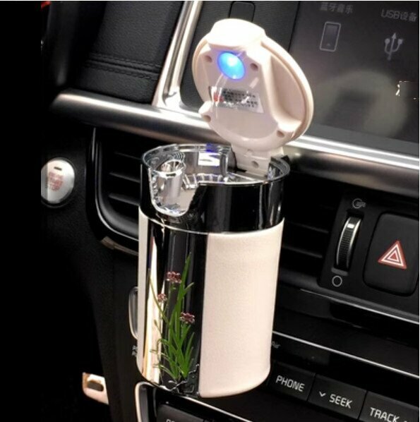 熱賣懸掛式車載煙灰缸（蘭花款白色-兩用可掛）