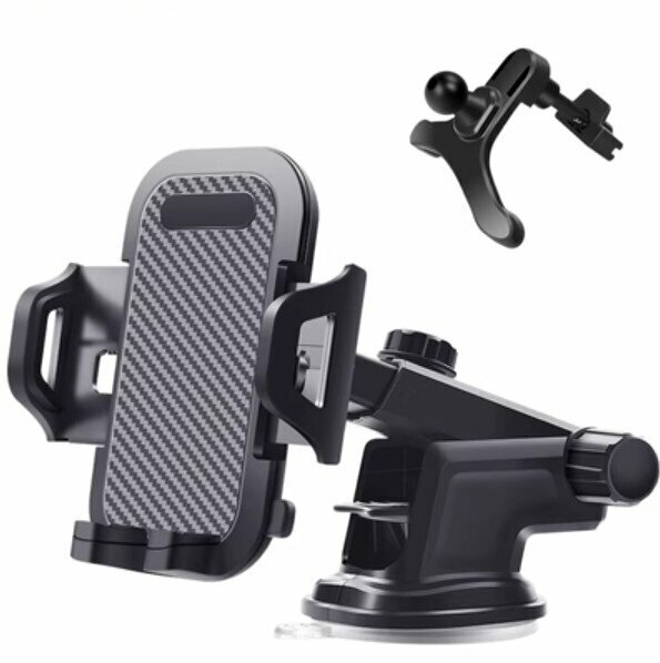 New suction cup car mobile phone holder (carbon fiber (suction cup + air outlet) 360-degree rotation)