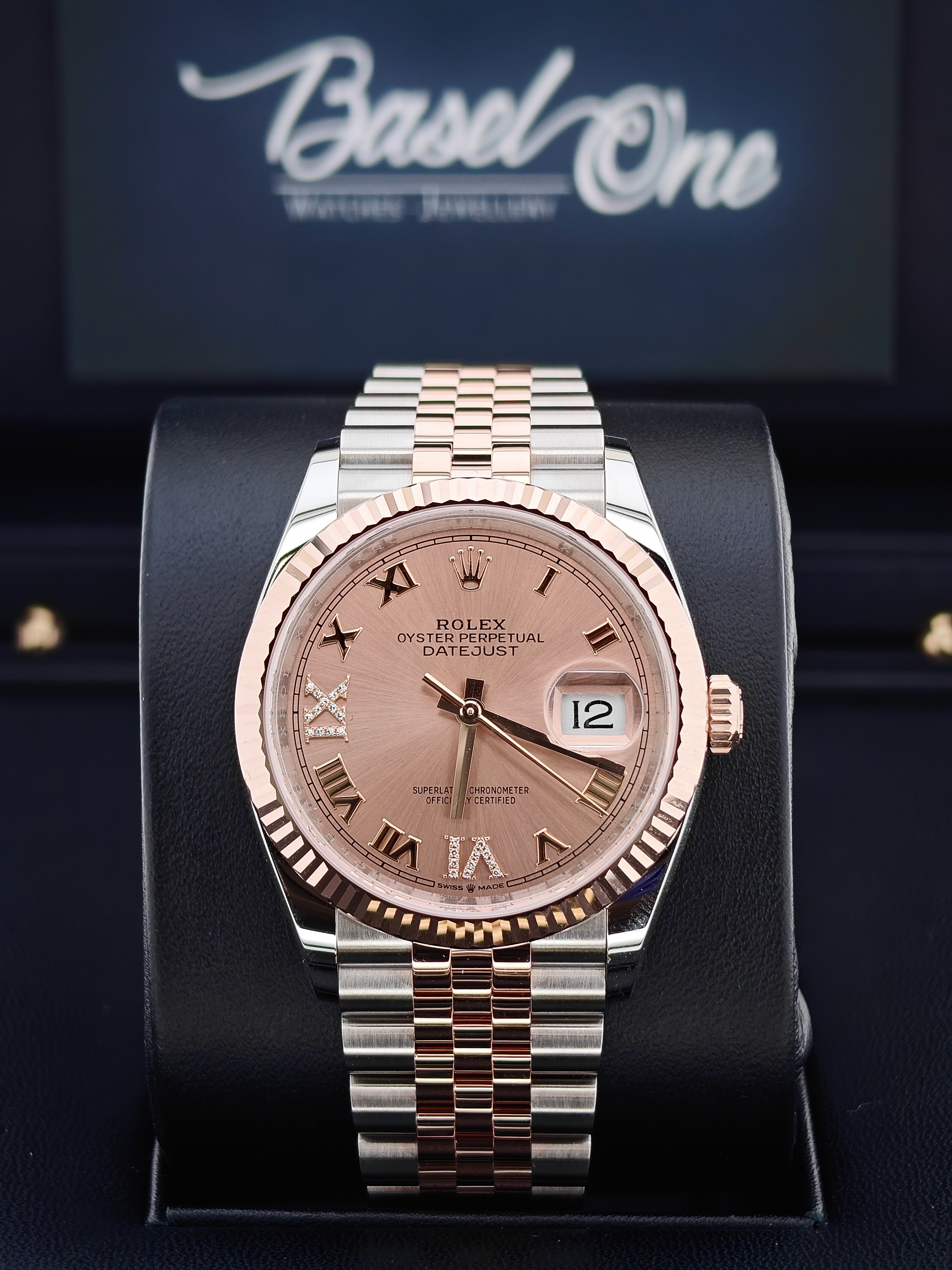 BRAND NEW ROLEX 126231 SUNDUST DIAL WITH DIAMOND ROSE GOLD OYSTERSTEEL DATEJUST OYSTER STRAP 36 MM