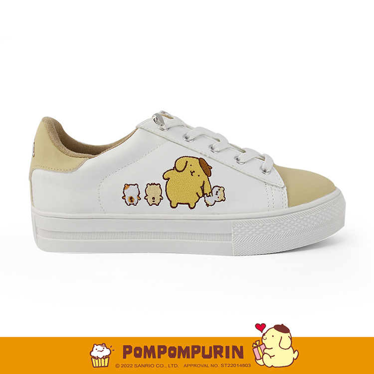 Paidal x Pompompurin 布丁狗  與倉鼠們跳色免綁帶厚底休閒鞋不彎腰鞋-小白鞋