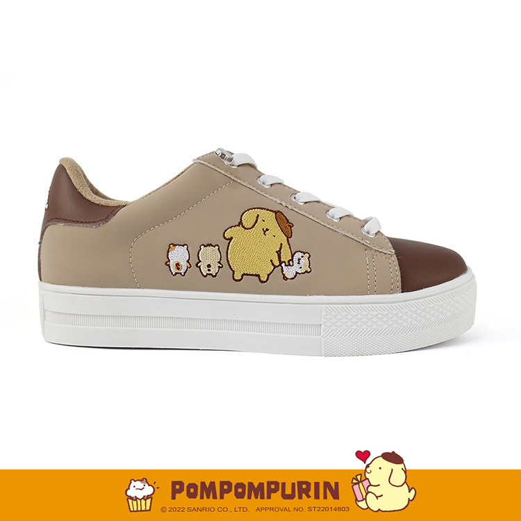 Paidal x Pompompurin 布丁狗  與倉鼠們跳色免綁帶厚底休閒鞋不彎腰鞋-奶茶