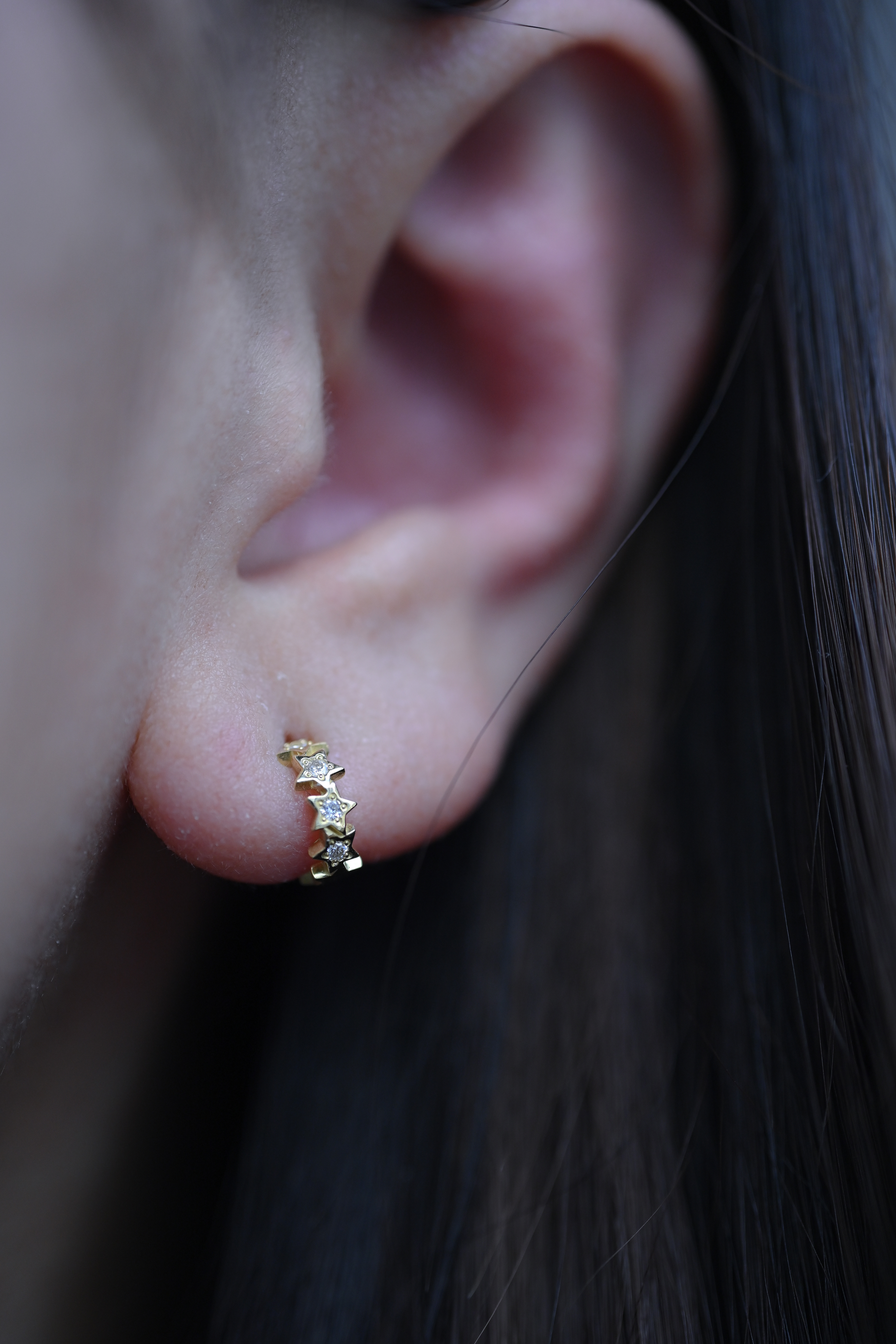 18K Star Diamond Earring