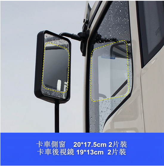 New [4-piece pack] truck rearview mirror rainproof, anti-fog and waterproof film (2 pieces of rearview mirror 19*13cm + 2 pieces of side windows 17*20cm)