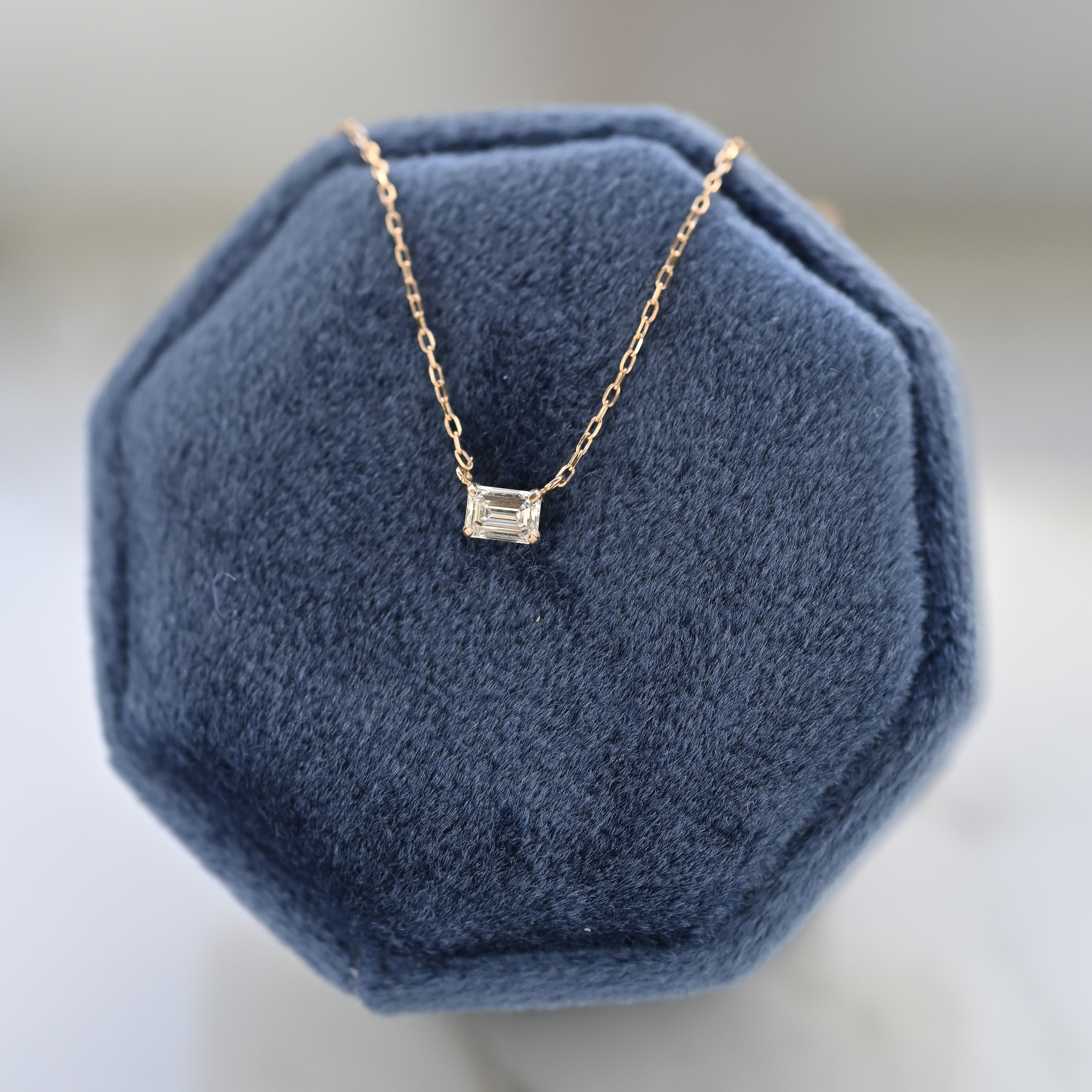 18K RG Emerald Cut Diamond Necklace