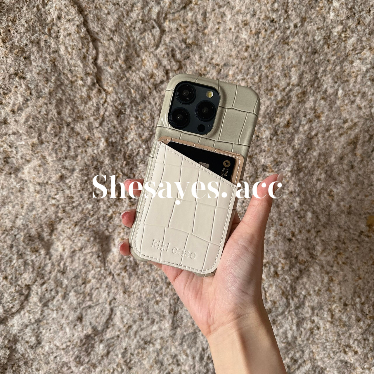 IPHONE拼接色鱷魚皮卡夾手機殼