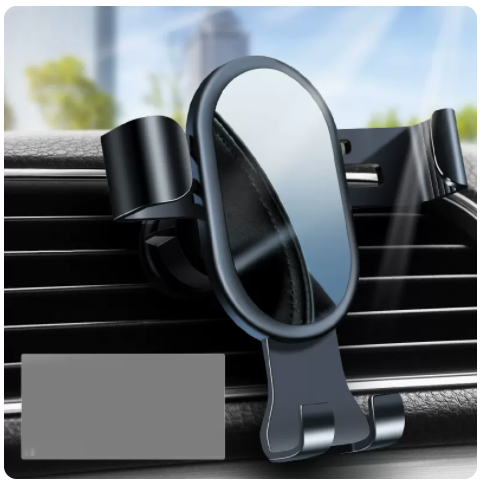New air outlet car gravity sensing mirror phone holder (gentleman silver)