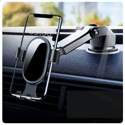 New dual-purpose car-mounted automatic clamping mirror phone holder with suction pan and air outlet (piano black)