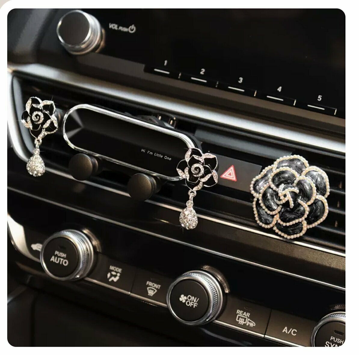 New car mobile phone holder (black camellia holder + air vent clip)