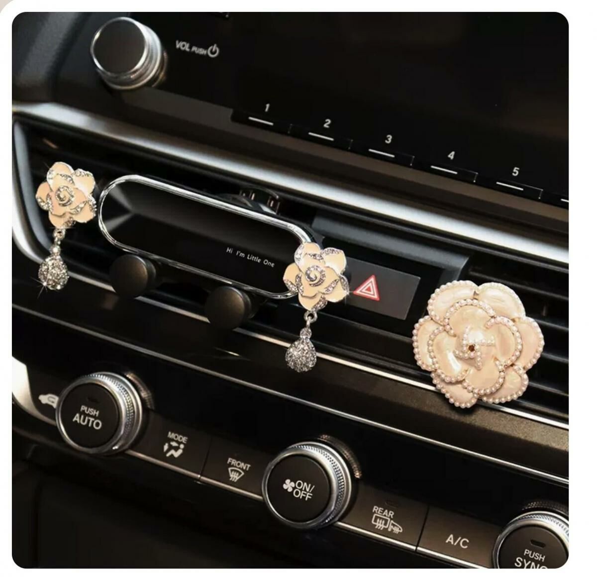 New car mobile phone holder (white camellia holder + air vent clip)