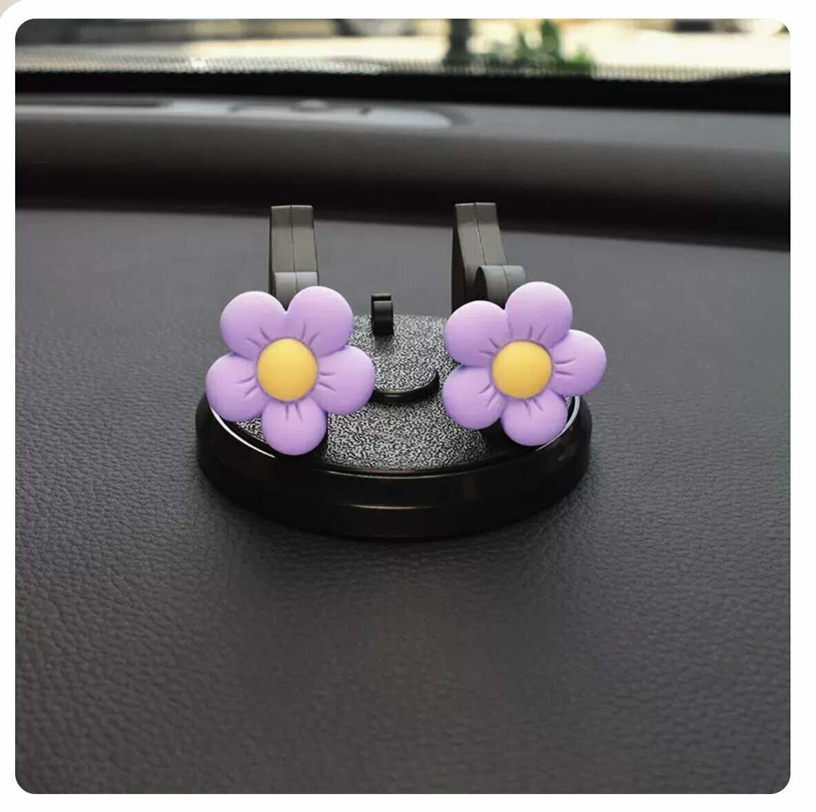 New car rotating mobile phone holder (purple flower, 4*7cm)