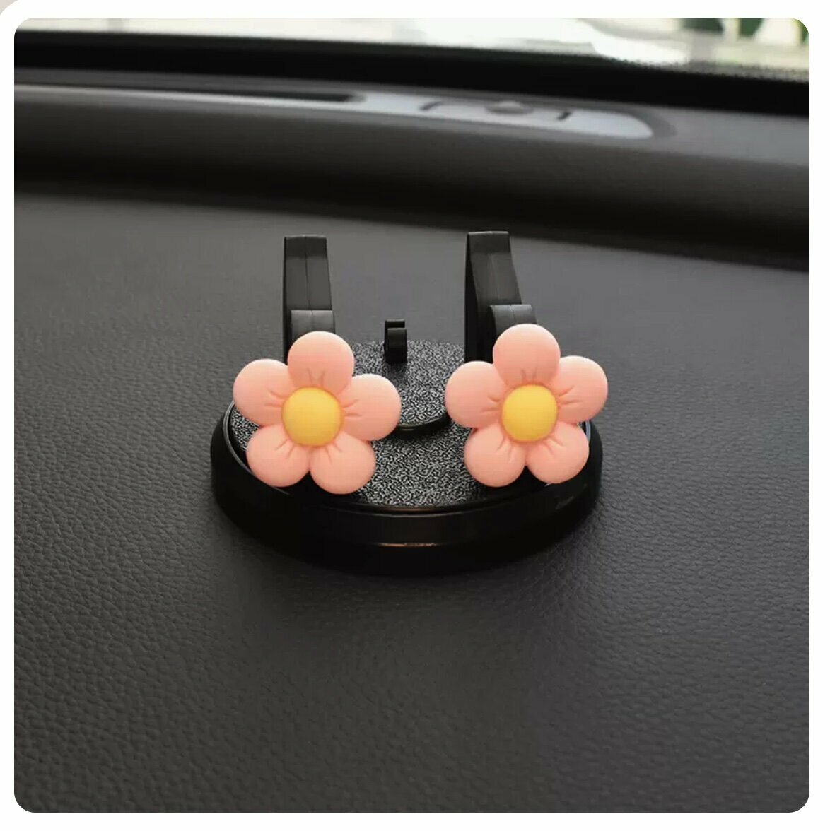 New car rotating mobile phone holder (pink flower, 4*7cm)