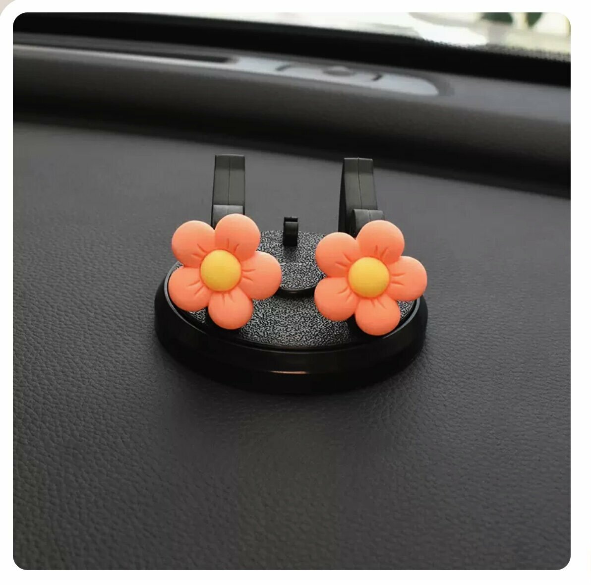 New car rotating mobile phone holder (orange flower, 4*7cm)