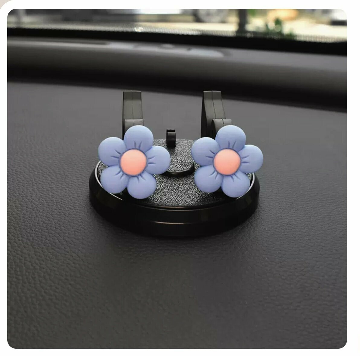 New car rotating mobile phone holder (blue flower, 4*7cm)