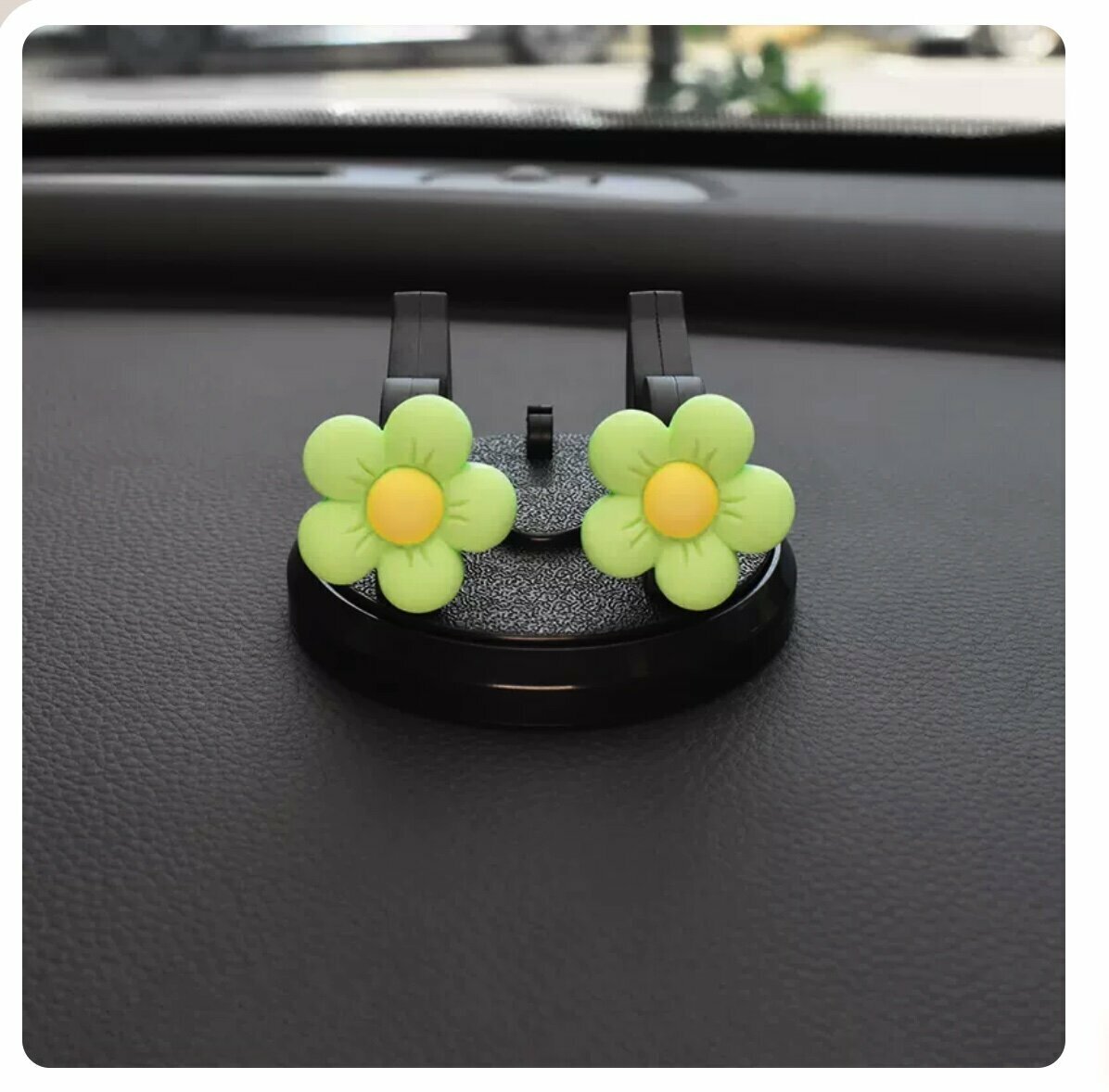 New car rotating mobile phone holder (green flower, 4*7cm)