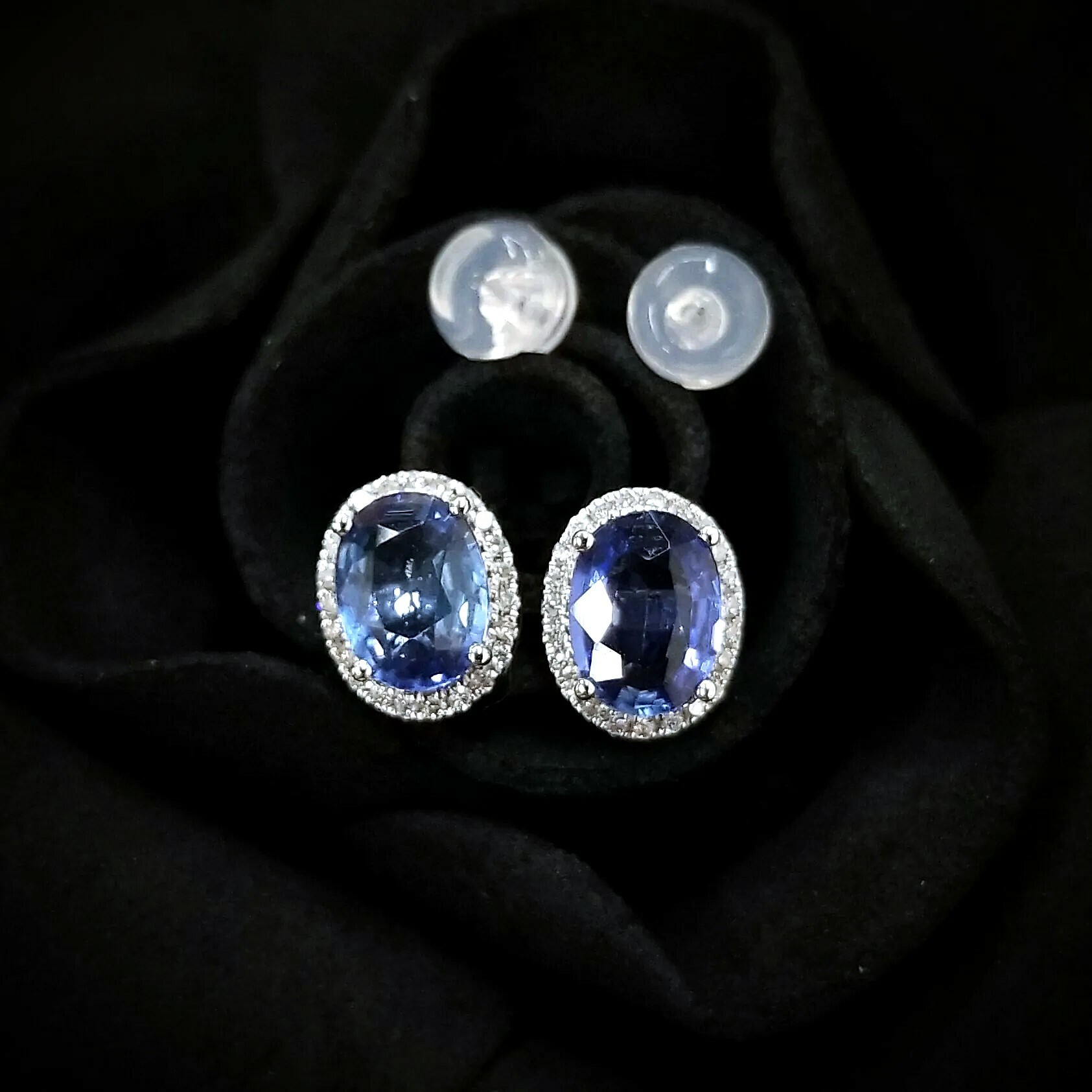 18K White Gold 1.88ct Sapphire and Diamond Earrings