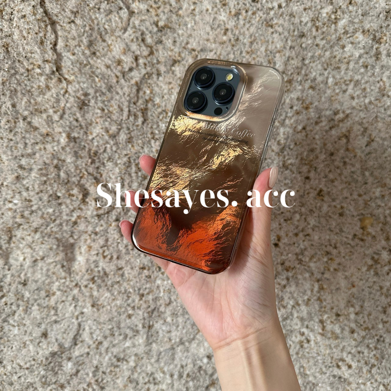 IPHONE 金棕色漸變錫紙手機殼