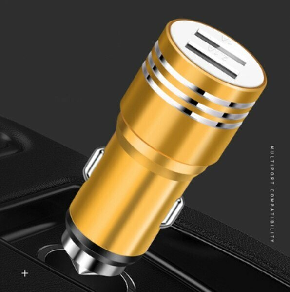 New car charger one for two (gold)