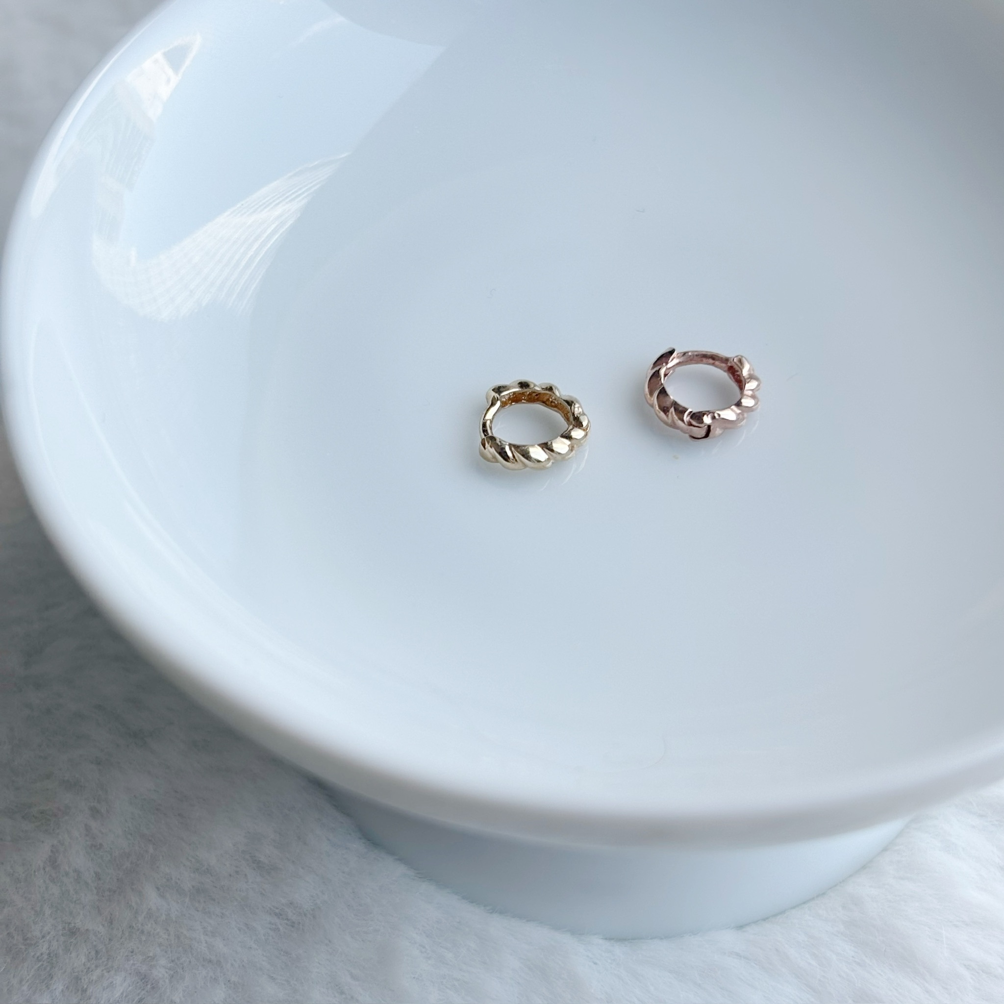 14K 6mm厚麻花耳圈