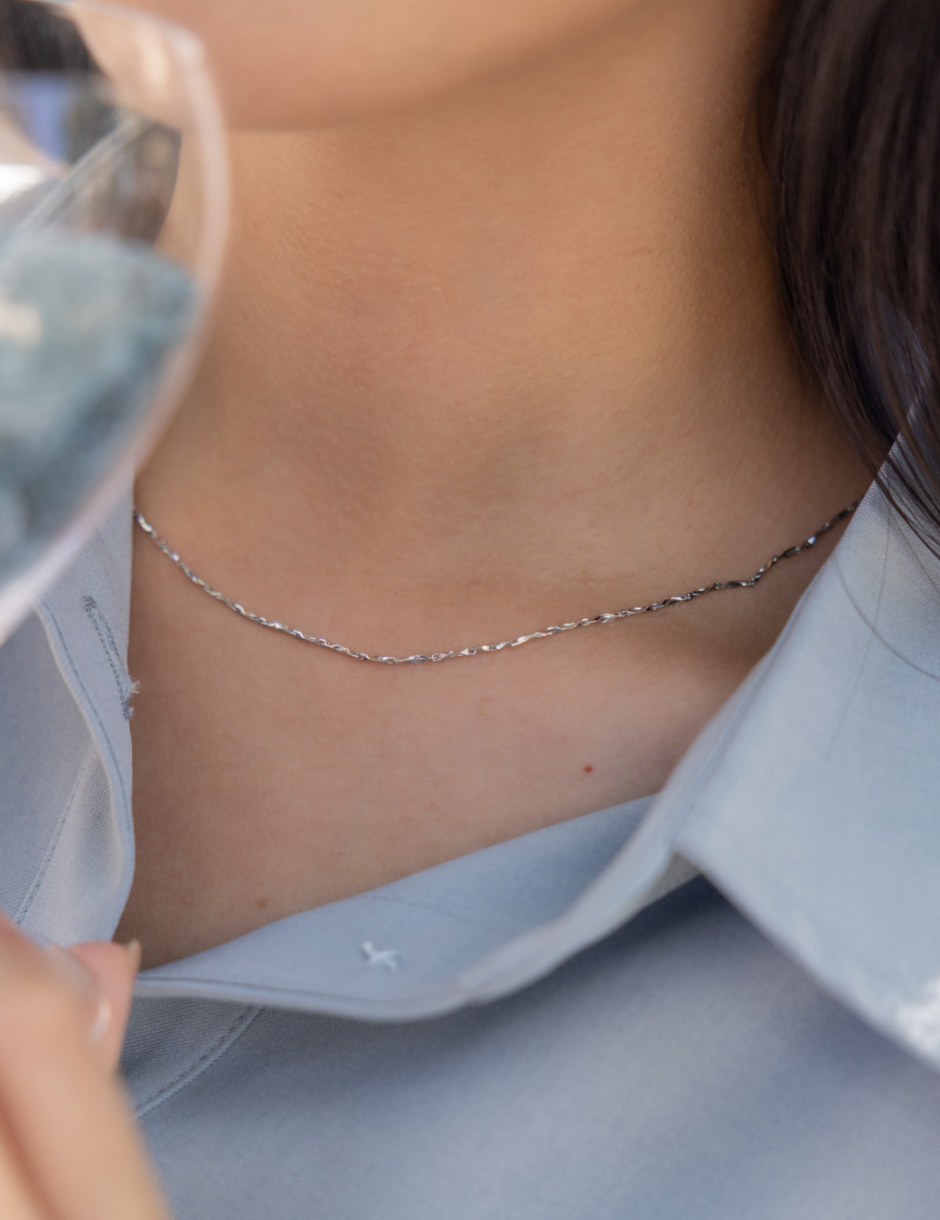 造型波浪刻細鍊（銀色）