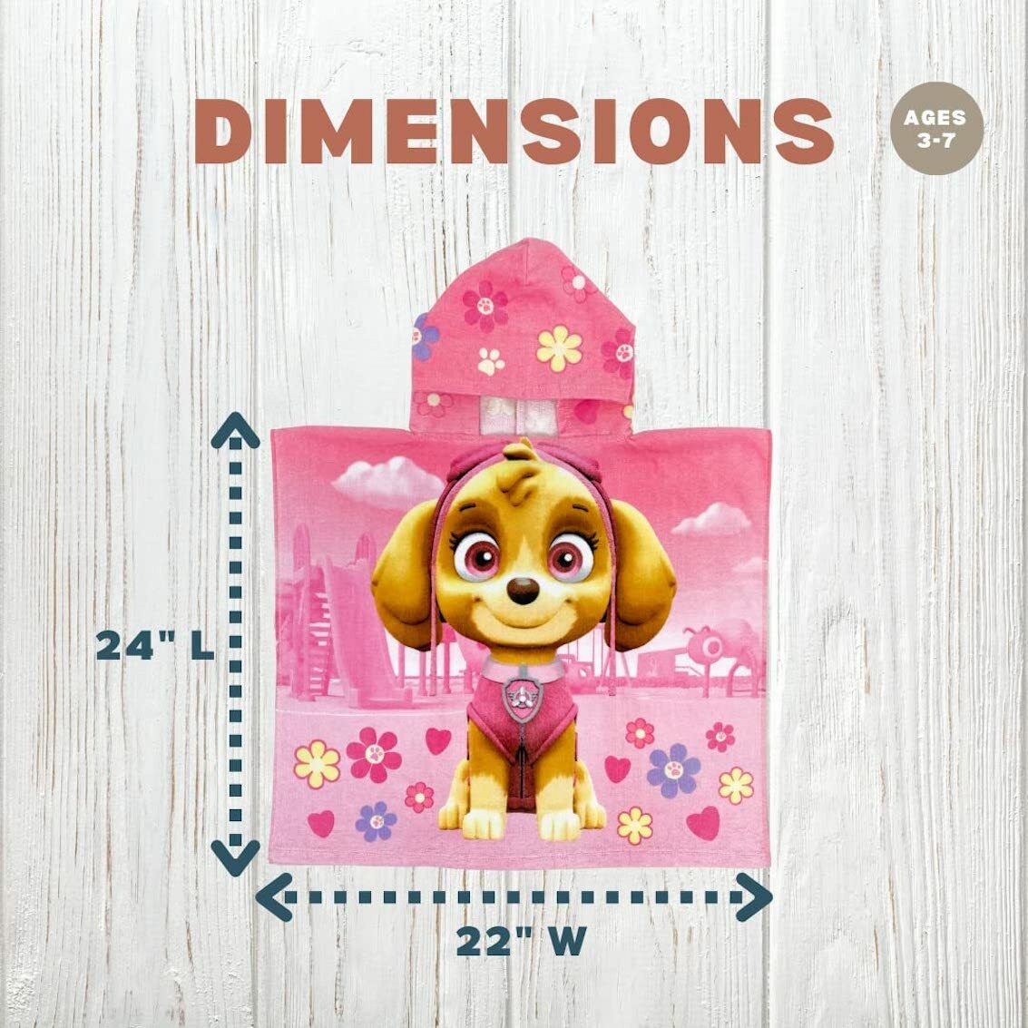 美國 Paw Patrol Girl 超柔軟棉質斗蓬浴巾