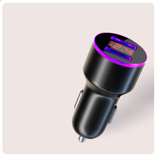 Hot selling digital display car charger mobile phone fast charging (cool black)