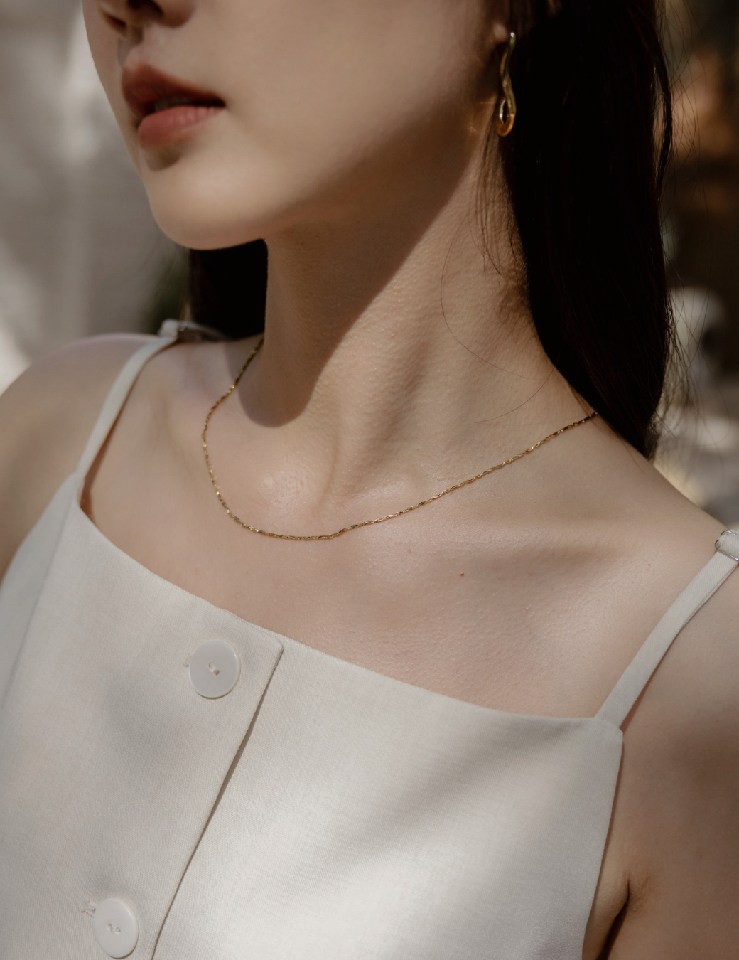 造型波浪刻細鍊（金色）