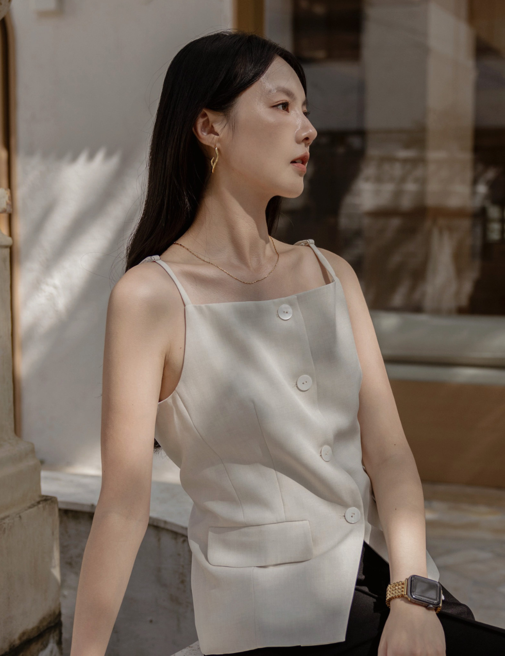 造型波浪刻細鍊（金色）