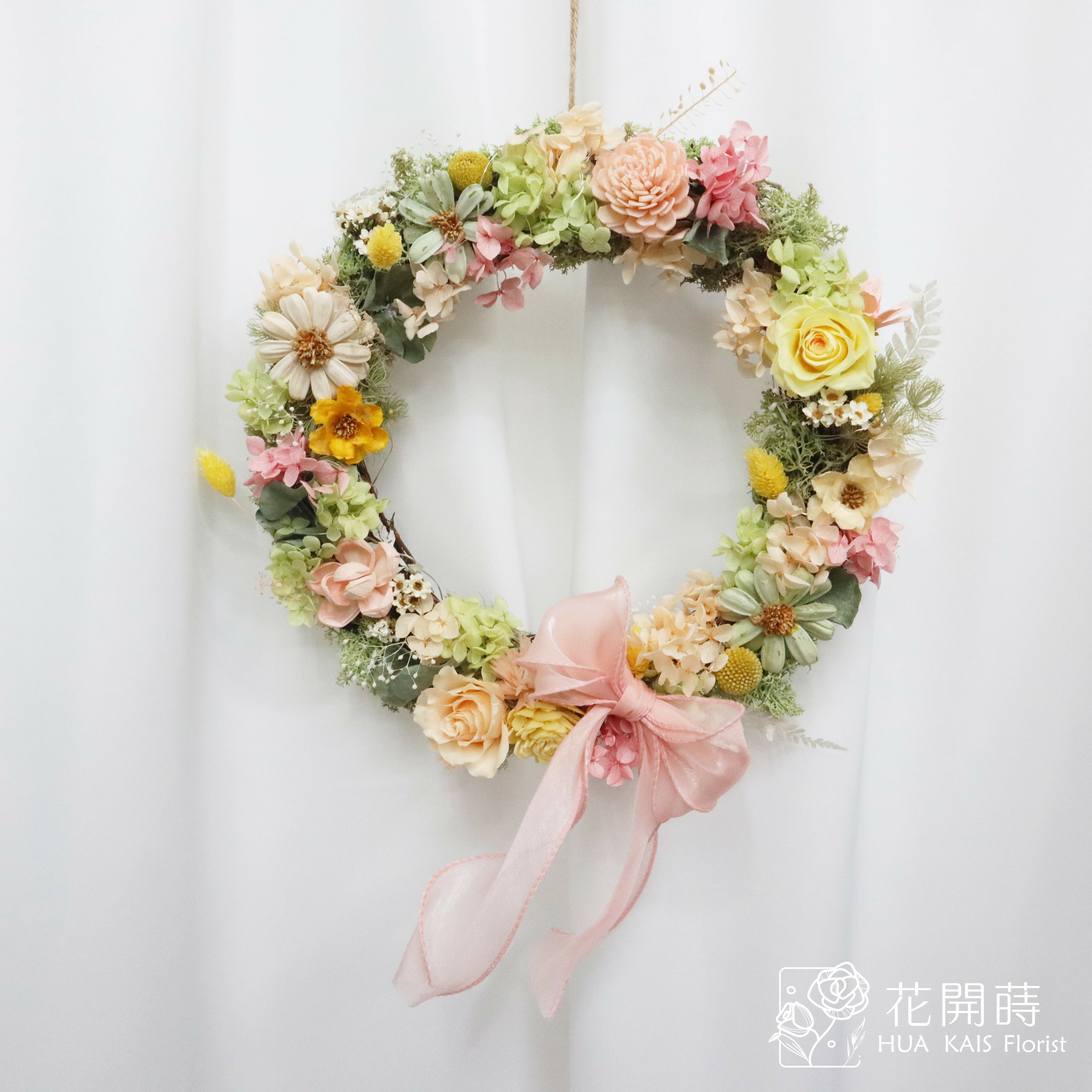 永生花圈|花好月圓花圈|開幕花禮|永生花掛飾|文青風格|永生花禮|生日禮物|入厝禮