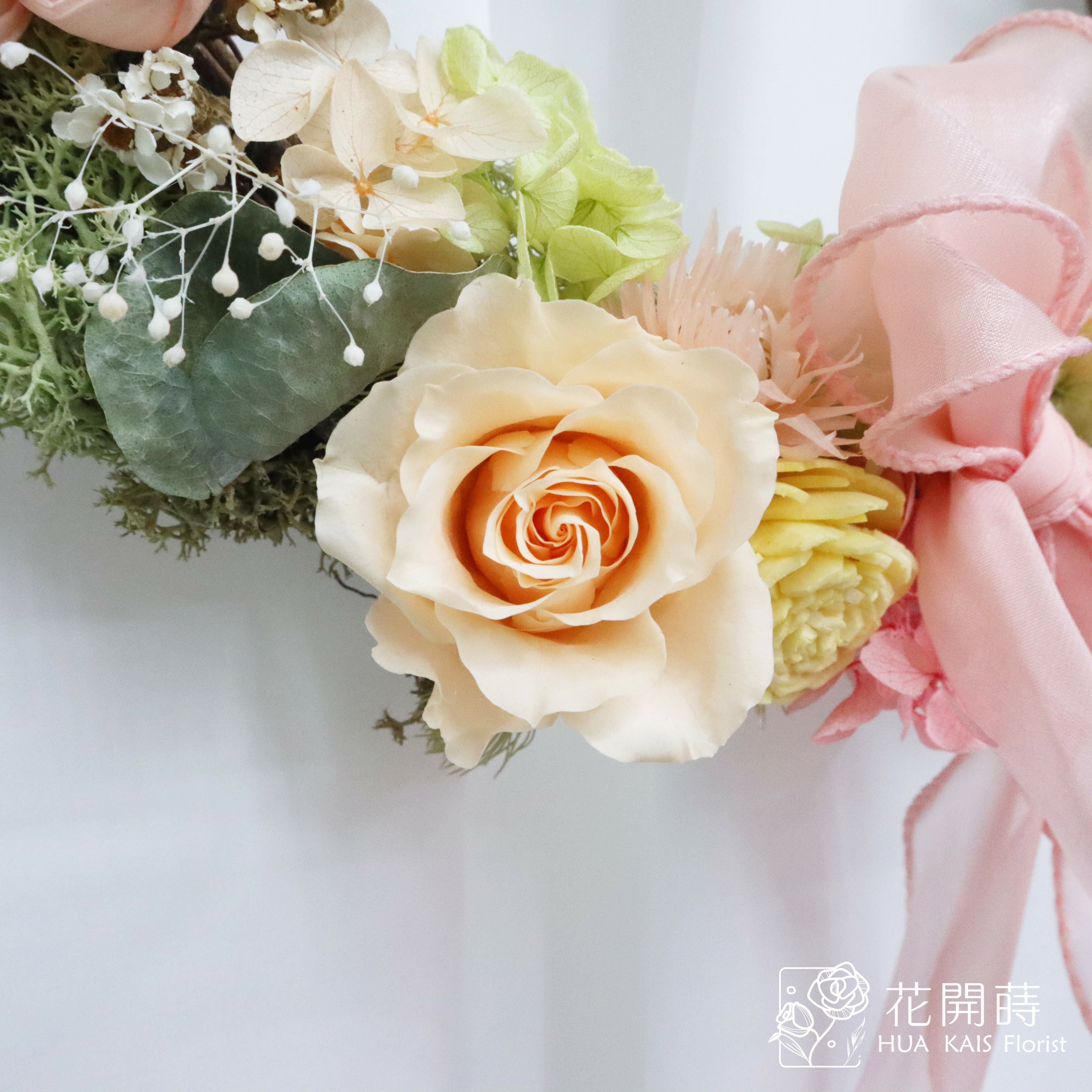 永生花圈|花好月圓花圈|開幕花禮|永生花掛飾|文青風格|永生花禮|生日禮物|入厝禮