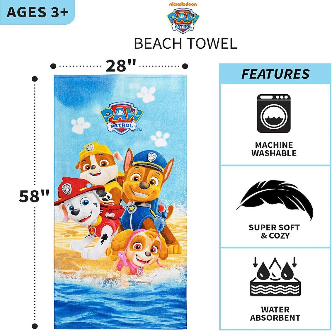 美國 Paw Patrol Boy 超柔軟棉質浴巾