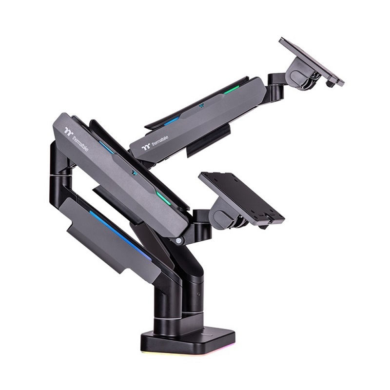 米特3C數位–曜越 RGB螢幕支架-夾桌型 單螢幕/GEA-MSR-SMSBLK-01 雙螢幕/GEA-MSR-DMSBLK-01