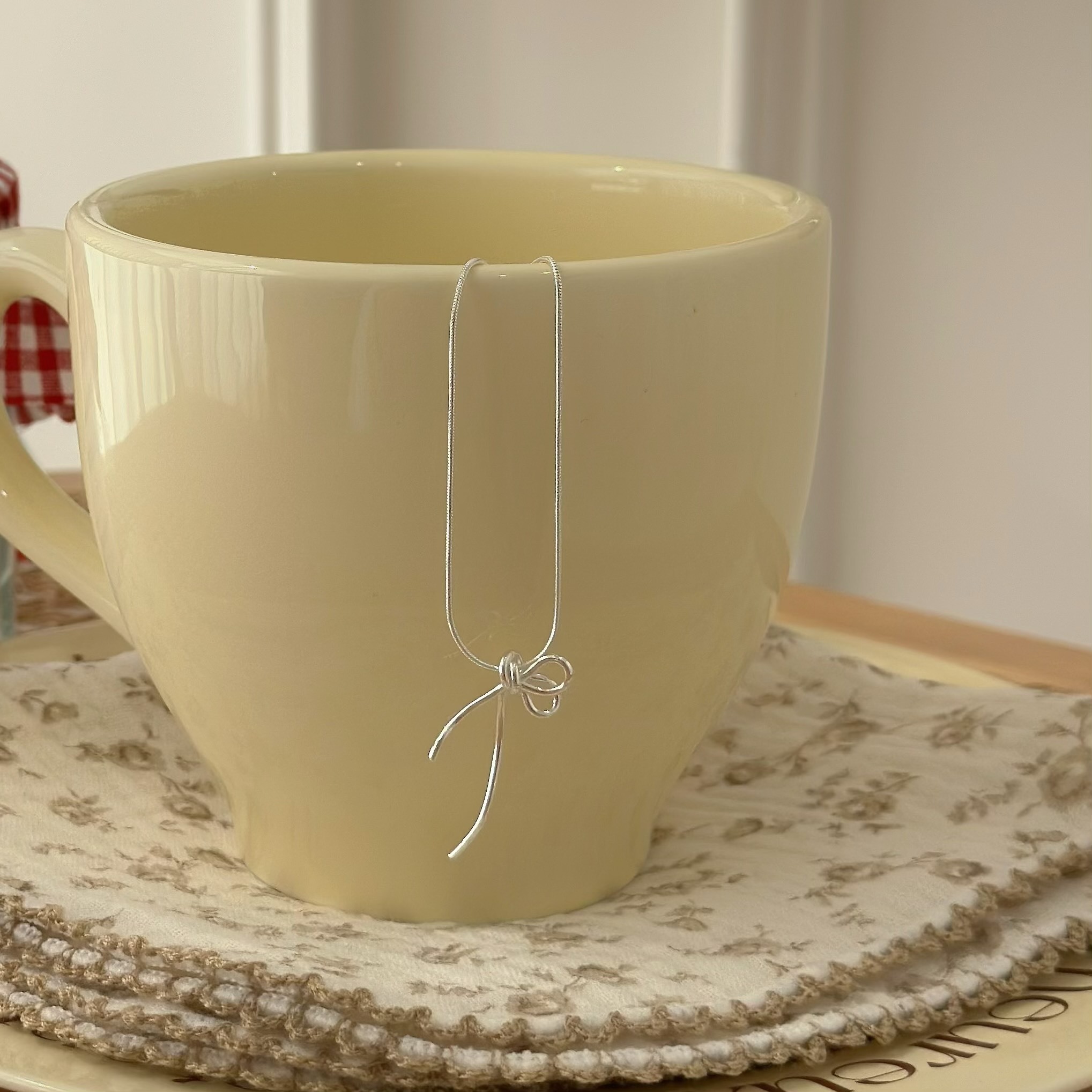 H01蝴蝶結純銀蛇骨鏈