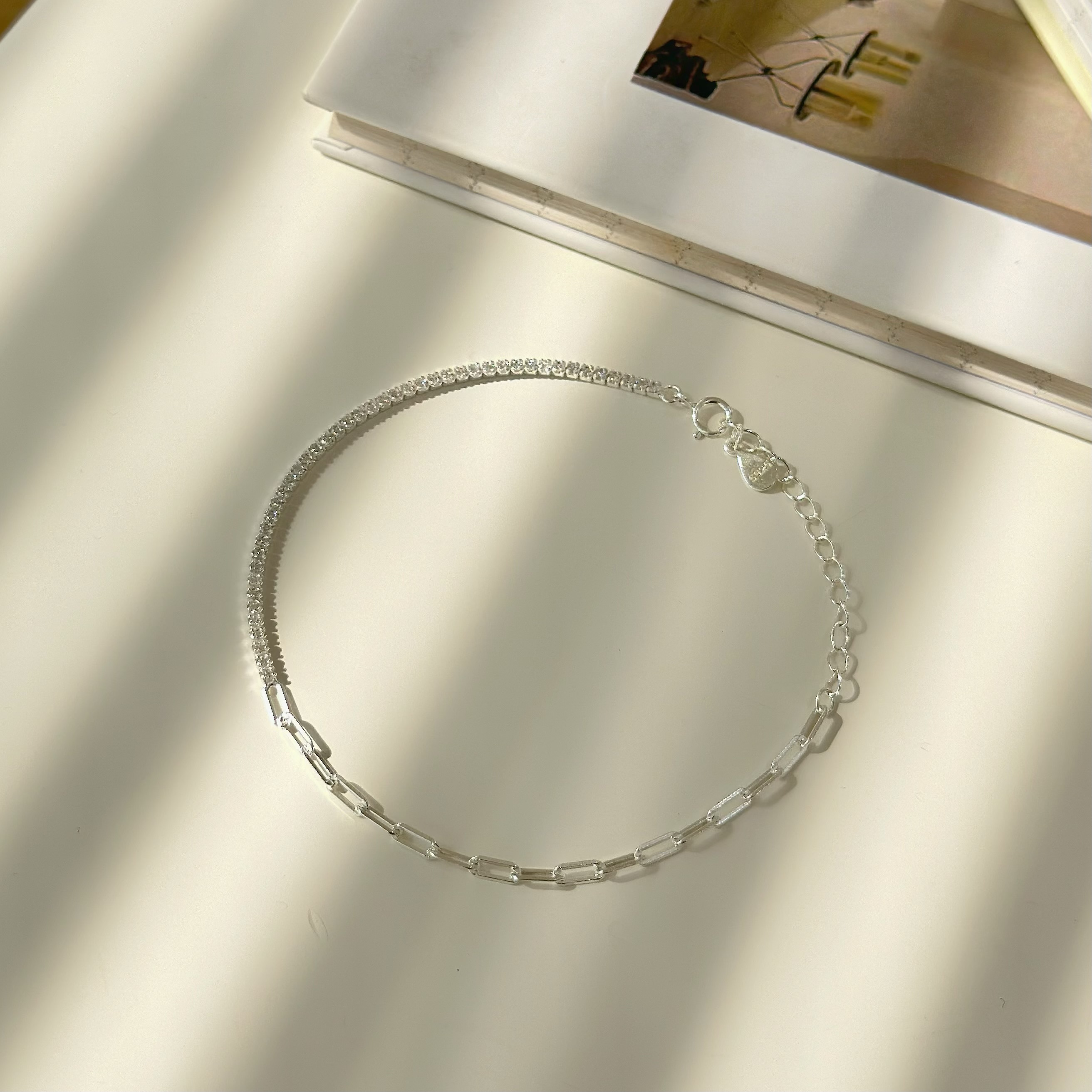 排鑽美學．細款排鑽鏈條純銀手鍊