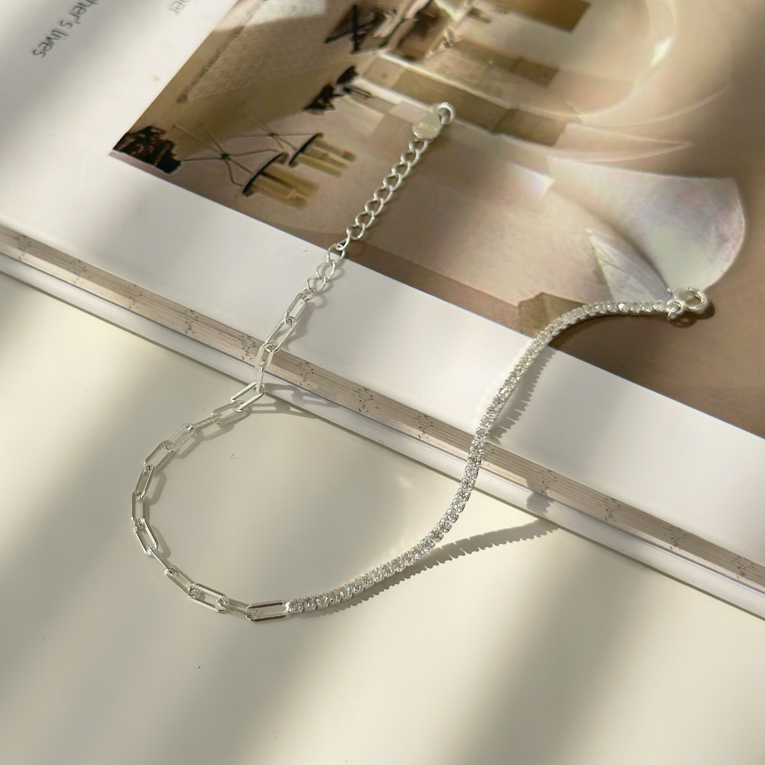 排鑽美學．細款排鑽鏈條純銀手鍊