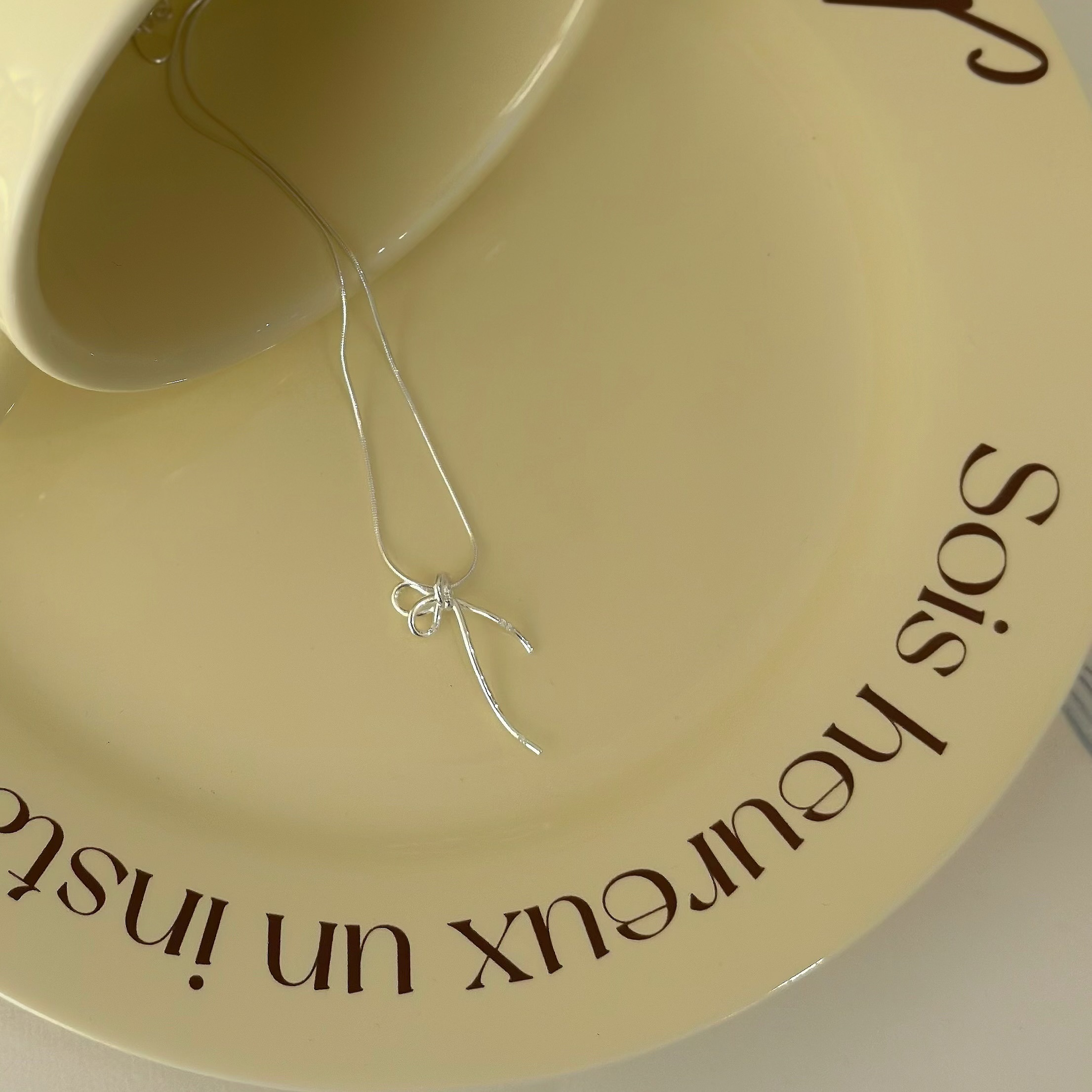 H01蝴蝶結純銀蛇骨鏈