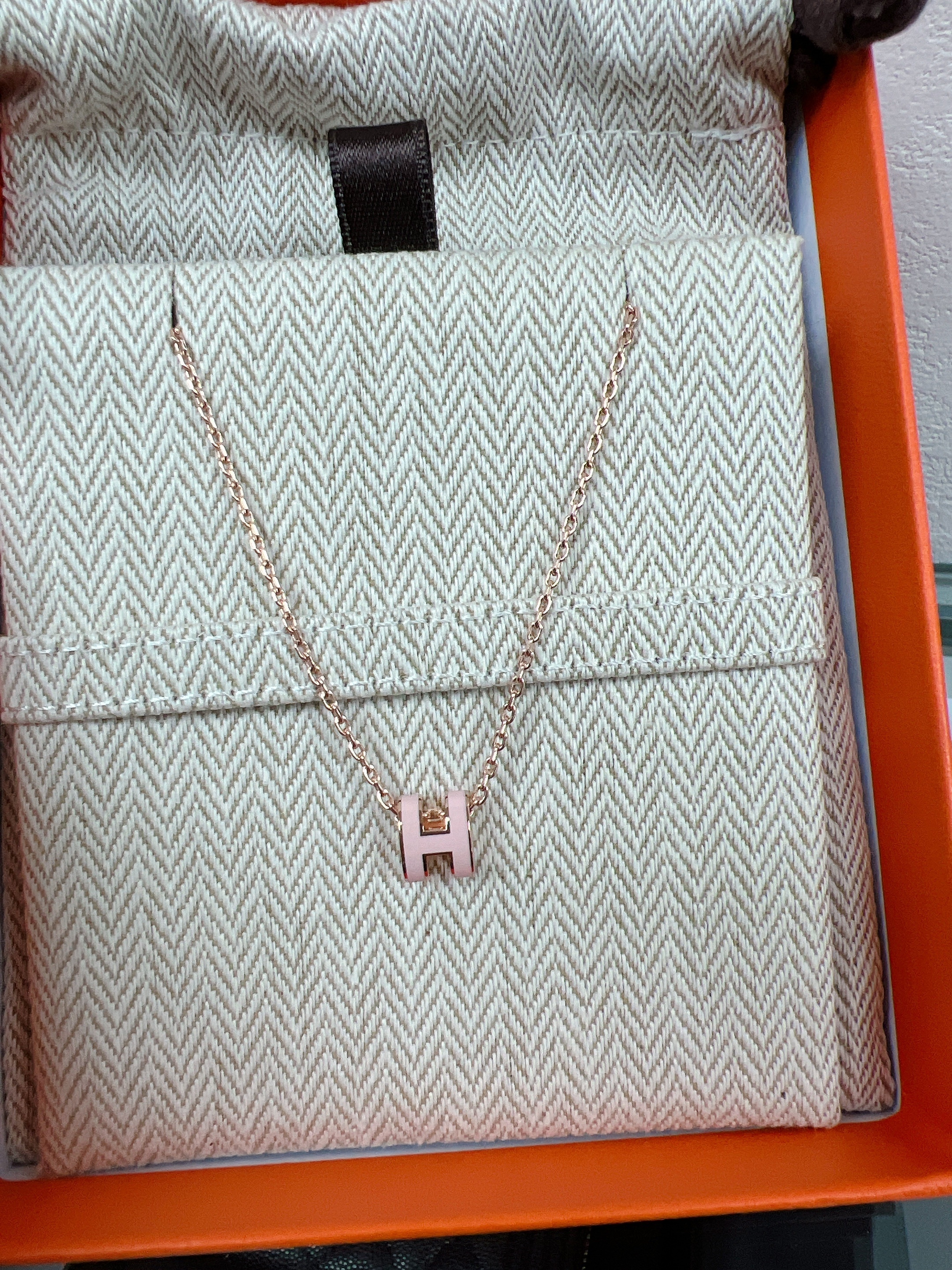 *Brand New* Hermes mini pop h necklace (rose dragee pink/ RGHW)