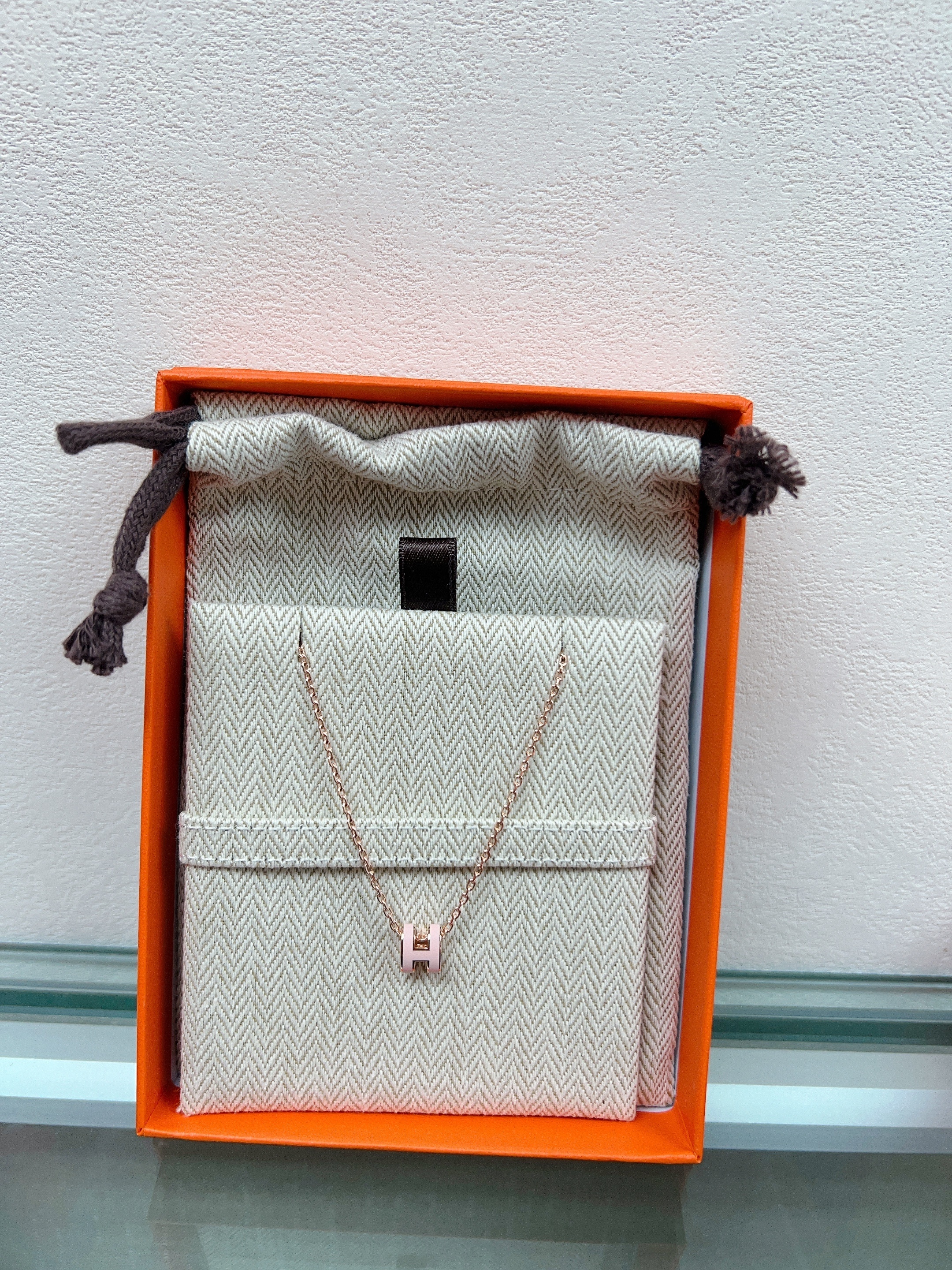 *Brand New* Hermes mini pop h necklace (rose dragee pink/ RGHW)