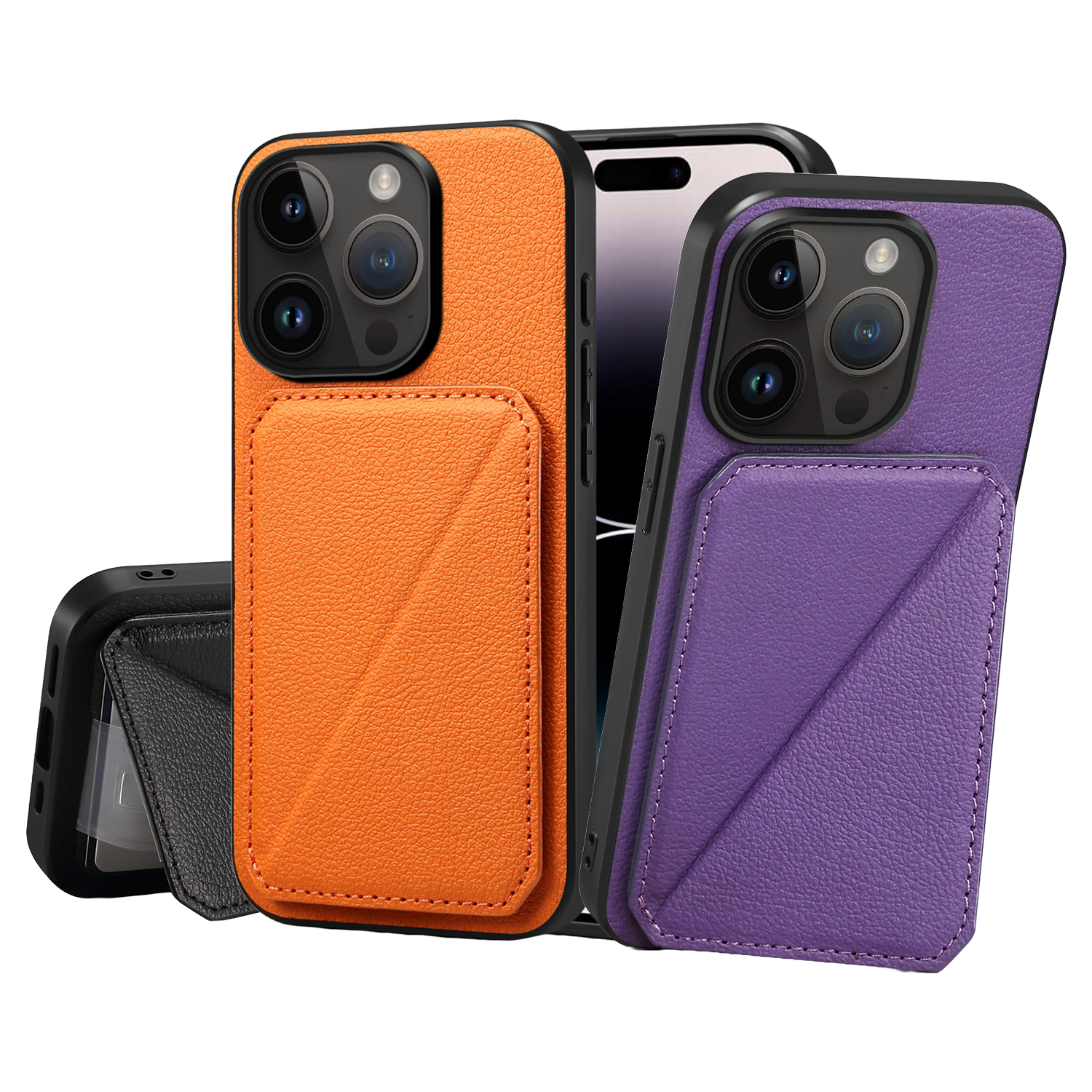 XPRO - Leather Card Stand - iPhone 16 Pro Max Case 貼身防撞皮革插卡支架手機保護殼