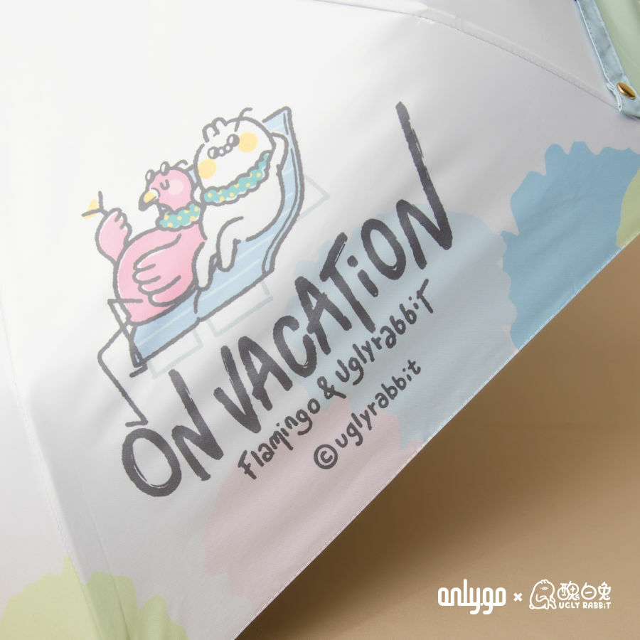 Onlygo x Uglyrabbit 晴雨兼用 折りたたみ傘（フラミンゴ）