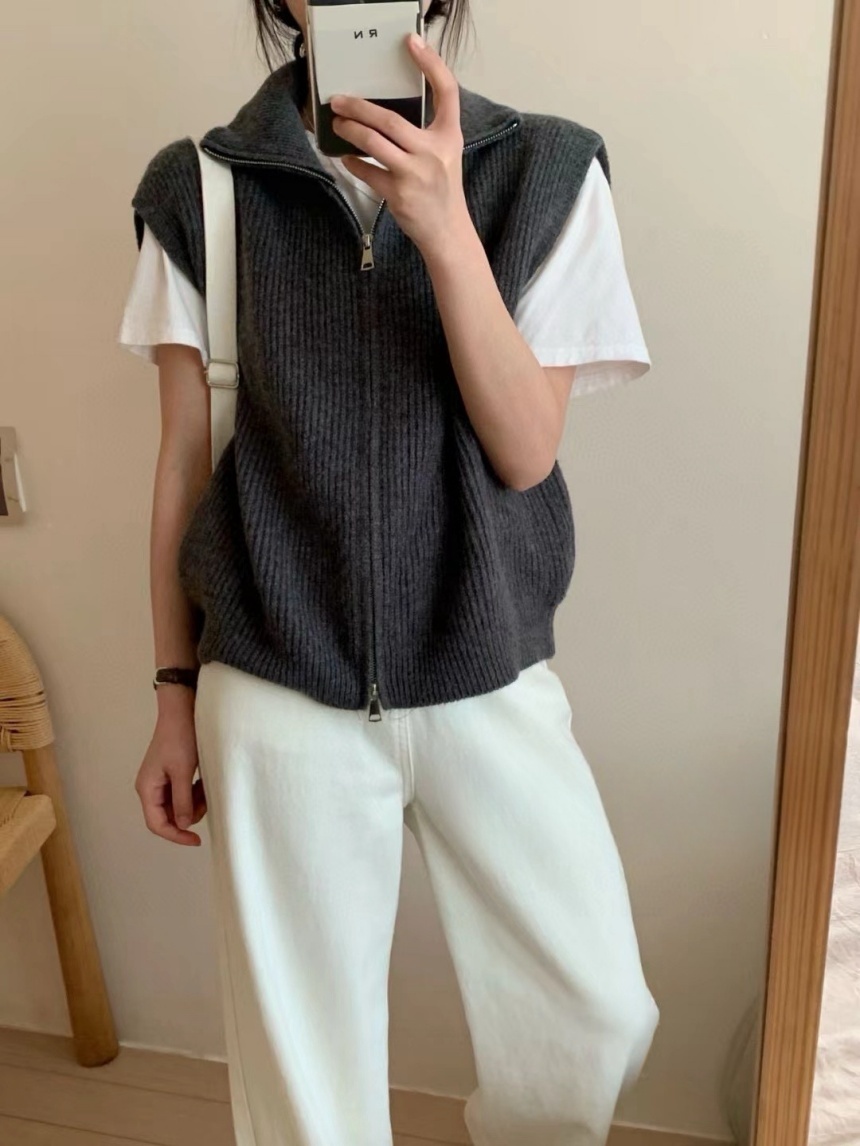 立領坑紋針織背心*3色