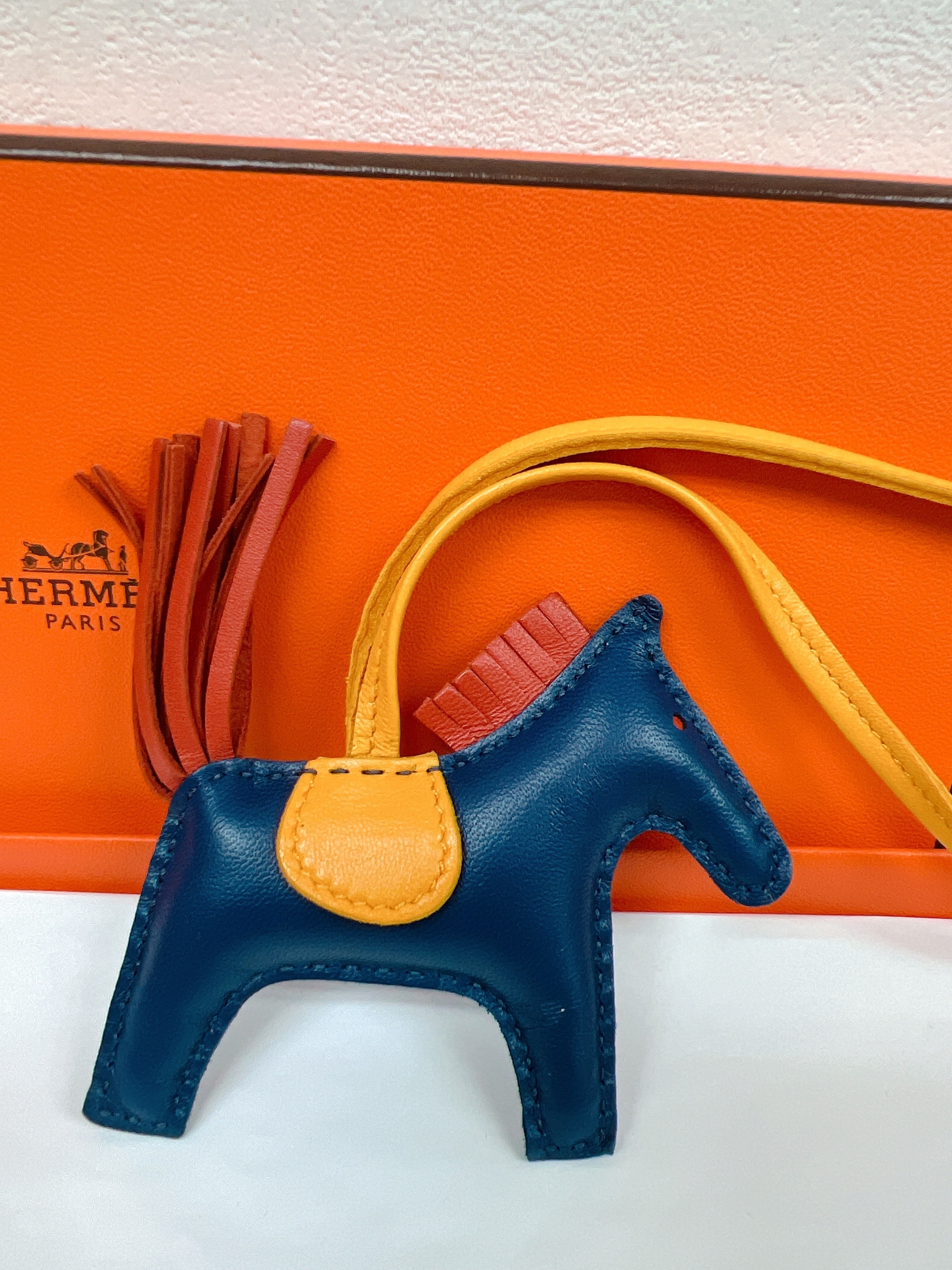 *Unused* Hermes rodeo pm charm (blue/ yellow)