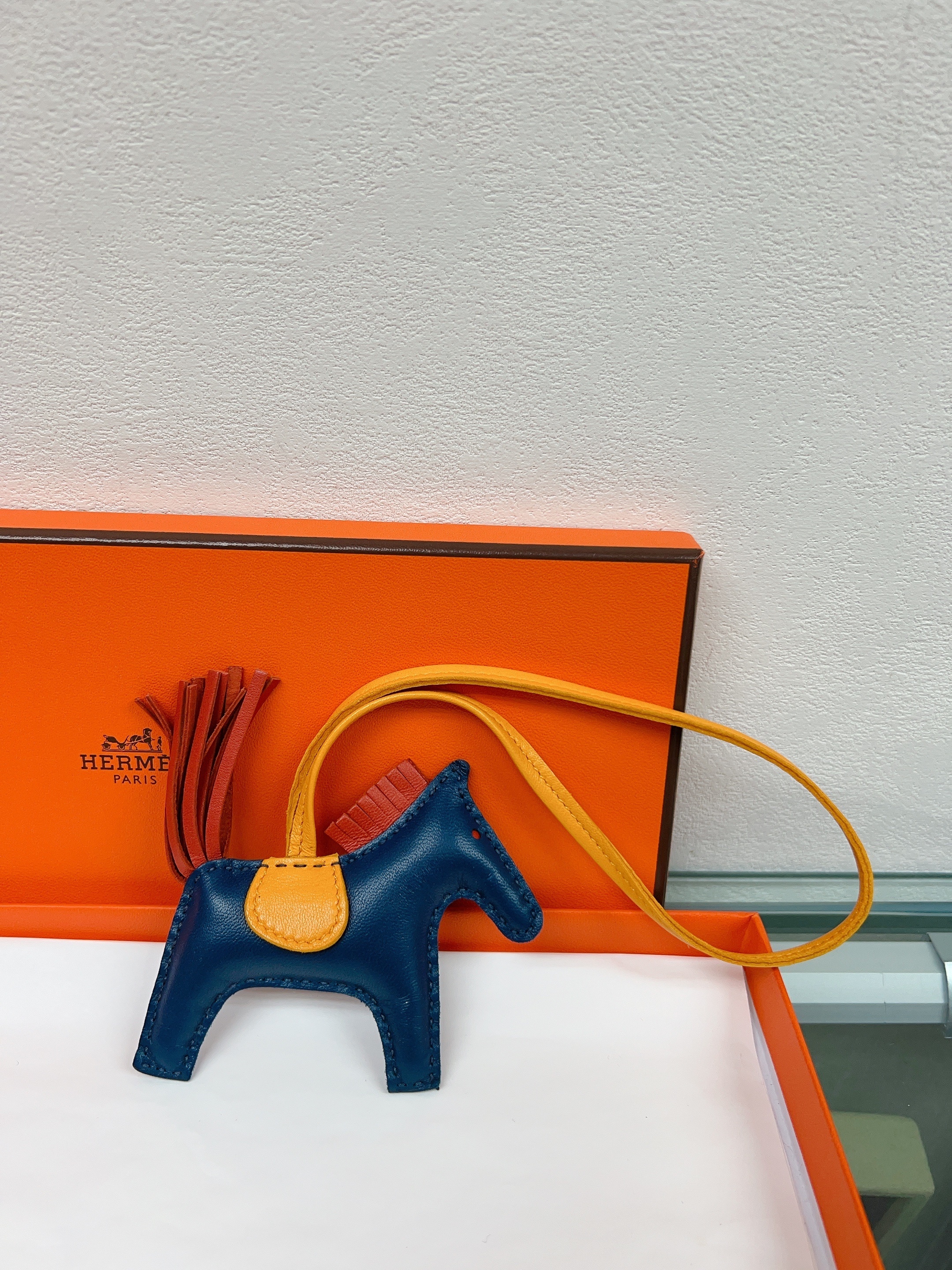 *Unused* Hermes rodeo pm charm (blue/ yellow)